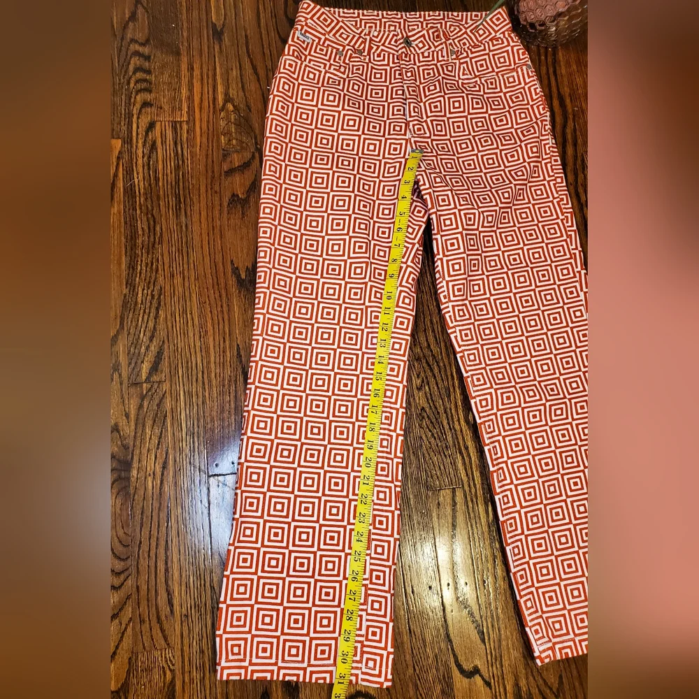 Ragged Priest Jeans Womens 30 Straight Denim High Waist Ankle Red Y2k Geo - Picture 9 of 13